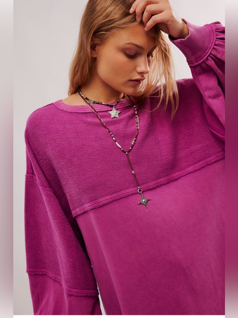 We The Free Coastal Solid Crew Tunic Mini Dress Oversized Pullover Sweatshirt